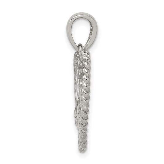 Sterling Silver Rhodium-plated CZ Love Heart Pendant