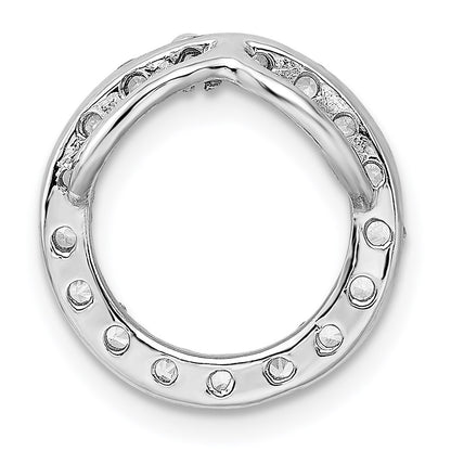 Sterling Silver Rhodium-platedCZ Chain Slide Pendant
