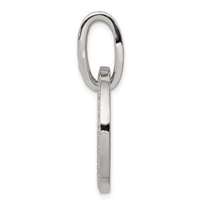 Sterling Silver Rhodium-plated CZ Circle Pendant