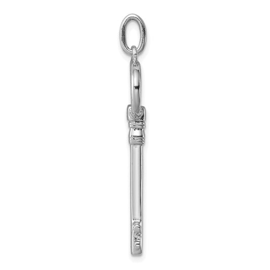 Sterling Silver Rhodium-plated Key Pendant