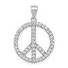 Sterling Silver Rhodium-plated CZ Peace Symbol Pendant