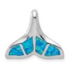 Sterling Silver Rhodium-plated Polished Created Blue Opal Whale Tail Chain Slide