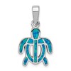 Sterling Silver Rhodium-plated Polished Created Blue Opal Inlay Tortoise Pendant