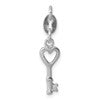 Sterling Silver Rhodium-plated Polished Lock & Key Charm