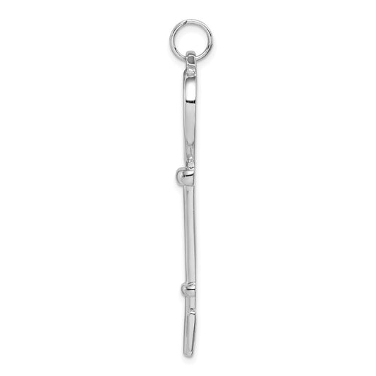 Sterling Silver Rhodium-plated Open Heart Top Large Key Pendant