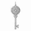 Sterling Silver Rhodium-plated CZ Filigree Locket Key Pendant