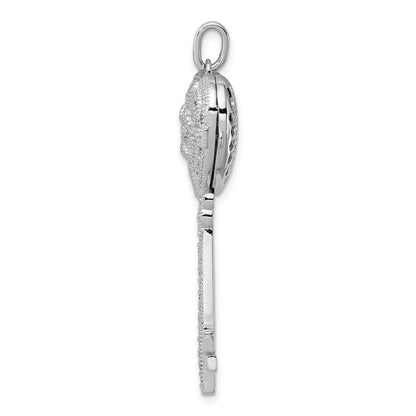 Sterling Silver Rhodium-plated CZ Heart Key Locket