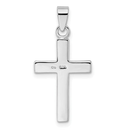 Sterling Silver Rhodium Plated Stellux Crystal Cross Pendant