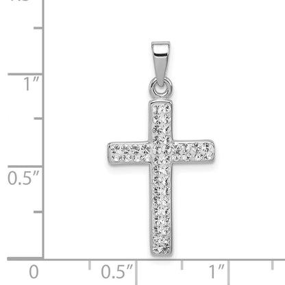 Sterling Silver Rhodium Plated Stellux Crystal Cross Pendant