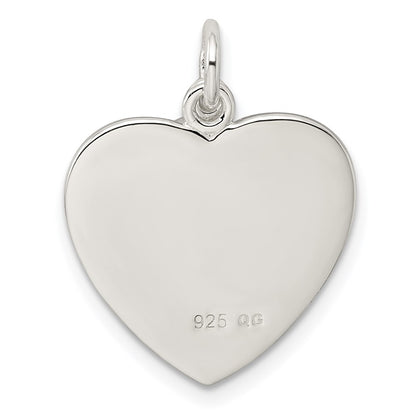Sterling Silver Stellux Pink Awareness Ribbon w/ Heart Pendant