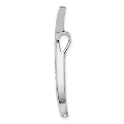 Sterling Silver Rhodium-plated CZ Moon Pendant