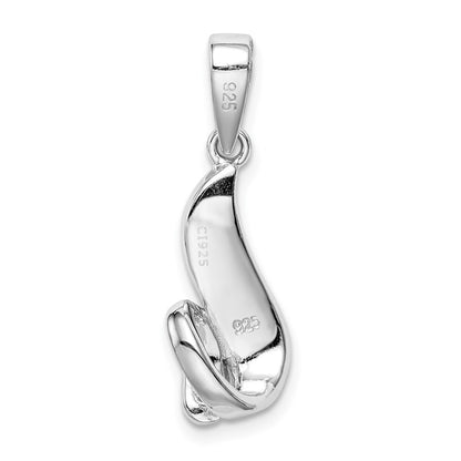 Sterling Silver Rhod-plated CZ Blue Inlay Created Opal Twisted Pendant