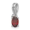 Sterling Silver Rhodium Plated Diamond Garnet Oval Pendant