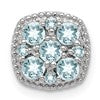 Sterling Silver Rhodium Plated Aquamarine Square Pendant Slide