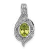 Sterling Silver Rhodium-plated Diamond and Peridot Oval Pendant