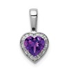 Sterling Silver Rhodium-plated Diamond and Amethyst Pendant