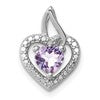 Sterling Silver Rhodium-plated Pink Quartz and Diamond Pendant