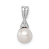 Sterling Silver Rhod Plated Diamond and FW Cultured Pearl Pendant