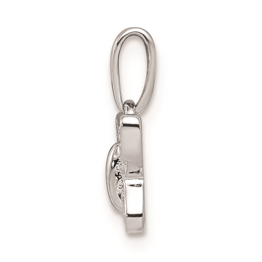 Sterling Silver Rhodium Plated Diamond Butterfly Pendant