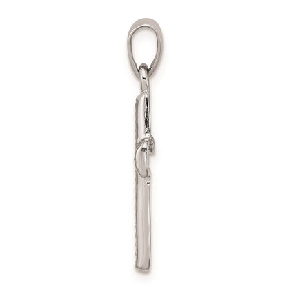 Sterling Silver Rhodium Plated Diamond Cross Pendant
