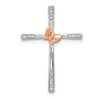 Sterling Silver Rh-pltd/14k Rose Gold Butterfly Diamond Cross Pendant