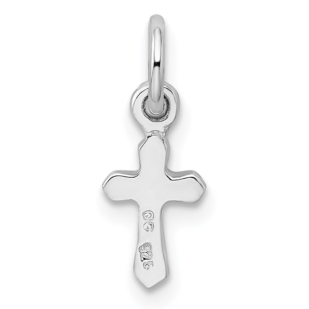 Sterling Silver RH-pltd Child's July Red Preciosca Crystal Cross Pendant