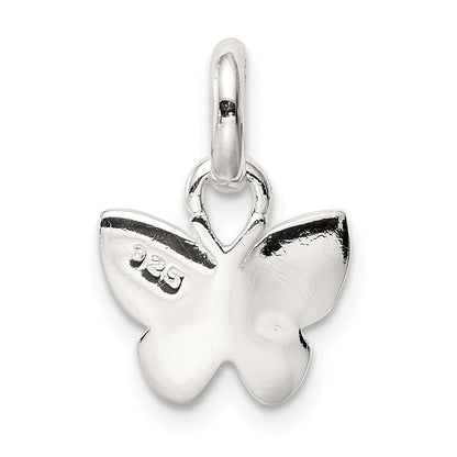 Sterling Silver Polished Pink/Orange Enamel Butterfly Children's Pendant