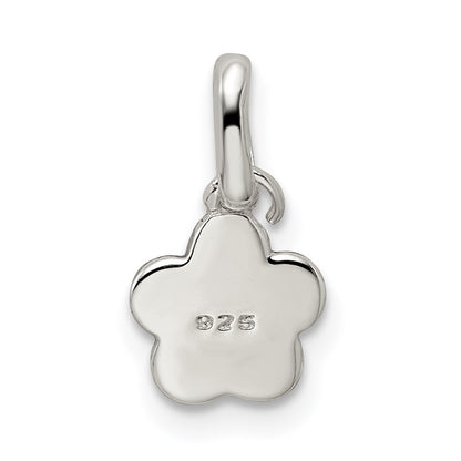 Sterling Silver Polished Pink Enameled Flower Children's Pendant