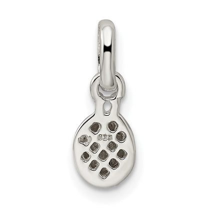 Sterling Silver Polished Pink & Black Enameled Ladybug Children's Pendant