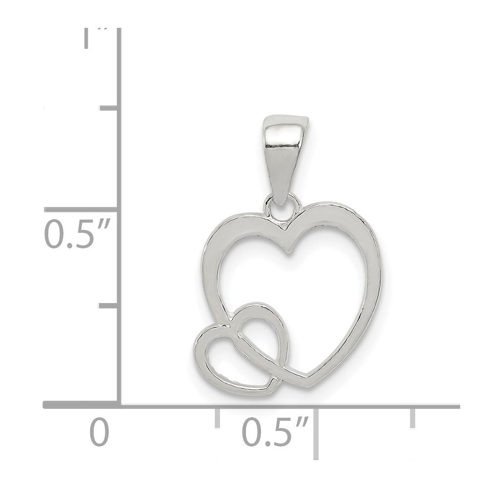 Sterling Silver Polished Hearts Pendant