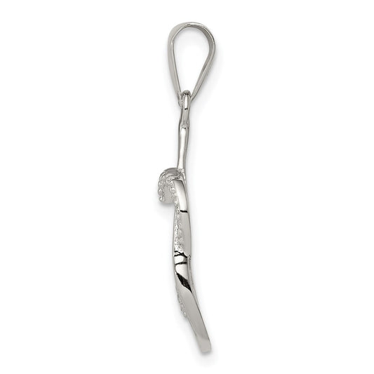 Sterling Silver Rhodium-plated Polished CZ Heart Pendant