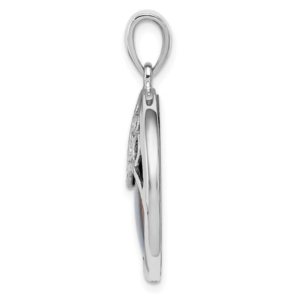 Sterling Silver Rhodium-plated Abalone Pendant