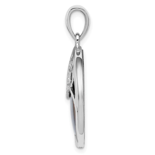 Sterling Silver Rhodium-plated Abalone Pendant