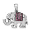 Sterling Silver Rhodium Polished Rhodolite Garnet Elephant Pendant