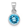 Sterling Silver Rhodium-plated Polished Blue Topaz Round Pendant