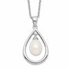 Sterling Silver Rhodium-plated 7-8mm White Teardrop Freshwater Cultured Pearl 17 inch Necklace