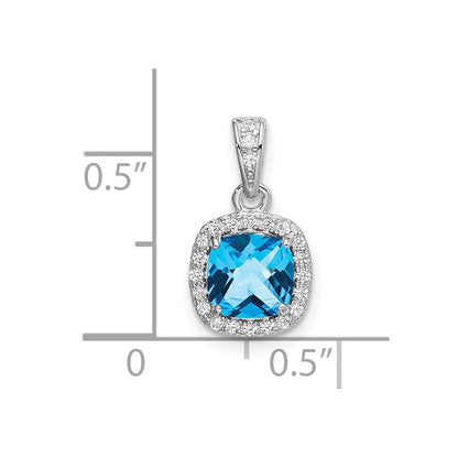 Sterling Silver Rhod-plate 1.05Bl. Topaz/Creat. Wht Sapphire Pendant