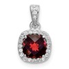 Sterling Silver Rhod-plate 1.05Garnet/Creat. White Sapphire Pendant