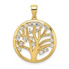 Sterling Silver Gold-tone Created White Sapphire Tree of Life Pendant