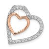 Sterling Silver Rhodium and Rose-tone w/CZ Heart Chain Slide