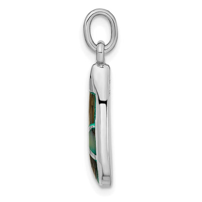 Sterling Silver Rhodium-plated Abalone Teardrop Pendant