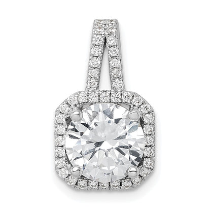 Sterling Silver Rhodium-platedCZ Halo Pendant