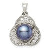 Sterling Silver Rhod-pltd Black FWC Pearl and White Topaz Pendant
