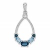 Sterling Silver Rhod-plat London blue and LB topaz Pendant