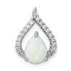 Sterling Silver Rhodium Plated CZ and Lab Created Opal Chain Slide