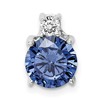 Sterling Silver Rhodium-plated Blue and White CZ Chain Slide