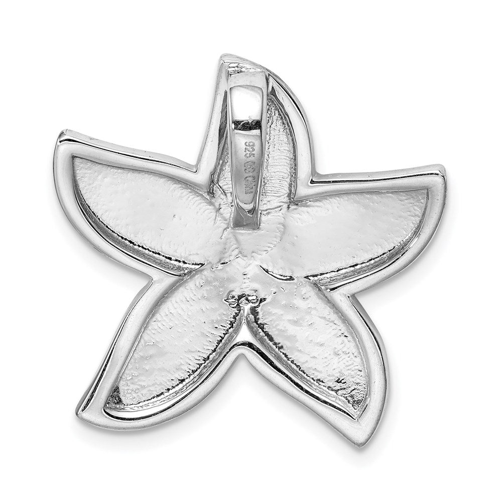 Sterling Silver Rhodium-plated Polished Created Blue Opal Starfish Slide