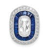 Sterling Silver Rhodium-plated CZ & Synthetic Blue Spinel Chain Slide