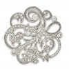 Sterling Silver Polished CZ Filigree Floral Vintage Style Pin Brooch
