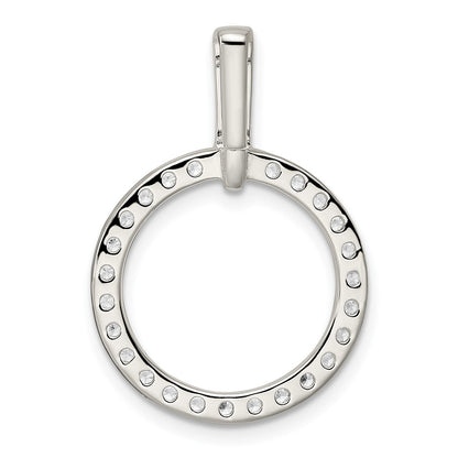 Sterling Silver Polished CZ Circle Pendant
